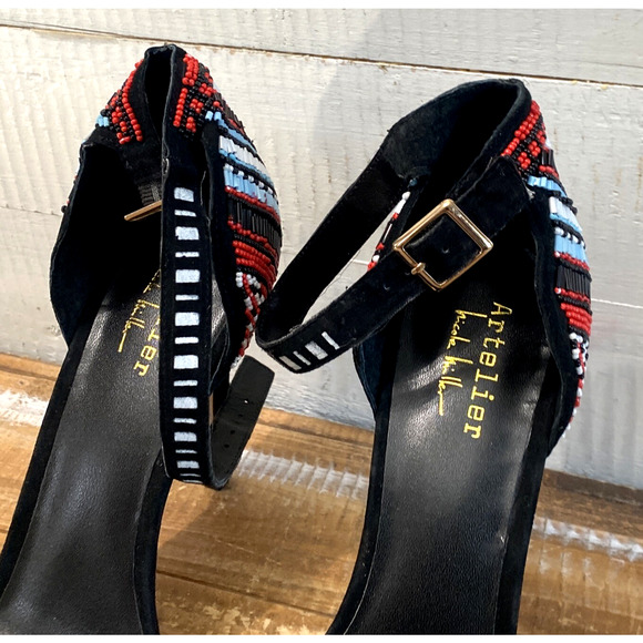 New Artelier Nicole Miller Womens Stiletto Heels Shoes Multicolor Beading 10m - Picture 3 of 11